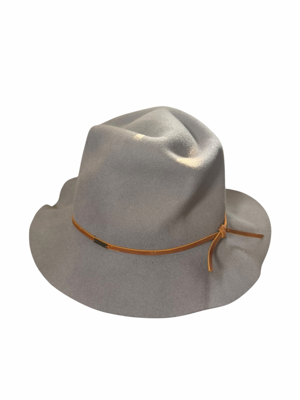 Brixton Women’s Classic Grey Wool Fedora with Tan Leather Band 7.5 New